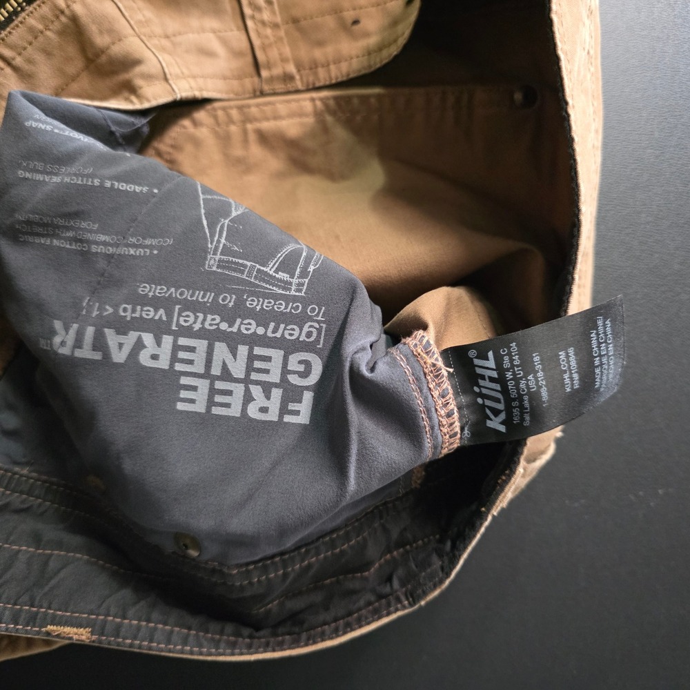 Kuhl Free Generatr Mens 34x32 Khaki Brown Cotton Stretch Work Hiking Pants - Picture 8 of 14